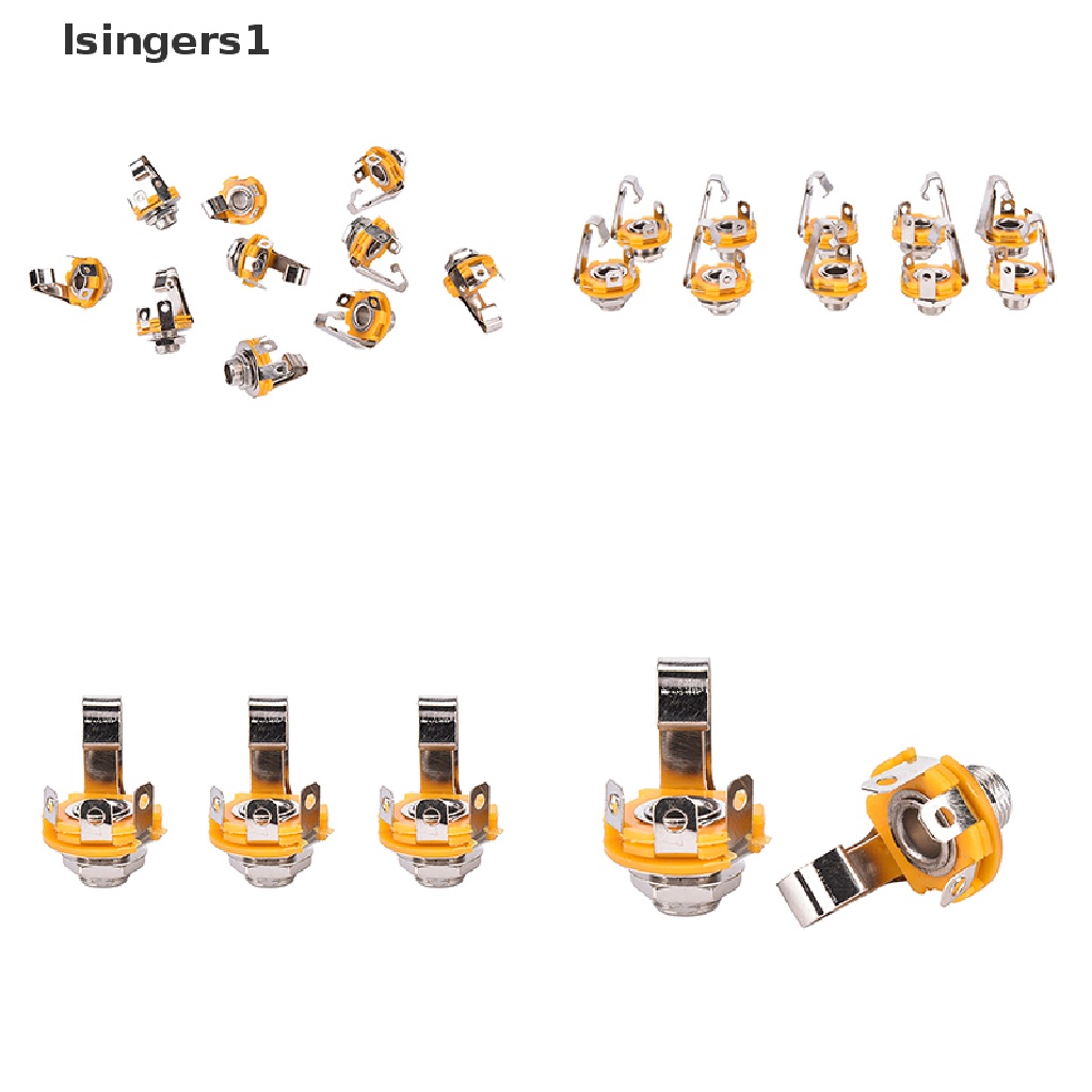 (lsingers1) 10pcs / Set Socket Jack ID Mono 1 / 4 &quot;6.35mm Untuk Gitar