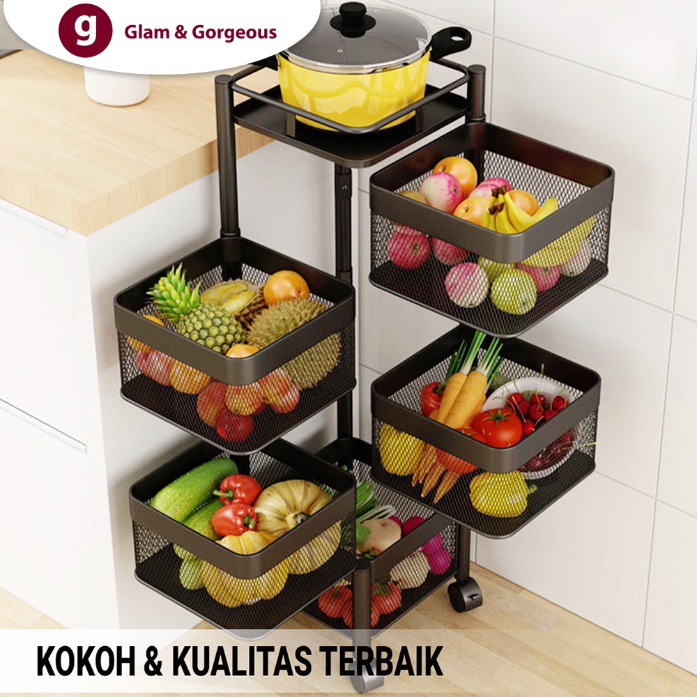 Cadillac Paxton Troli Serbaguna Metal Storage Rack Rak Dapur Kamar Mandi - CDLC006