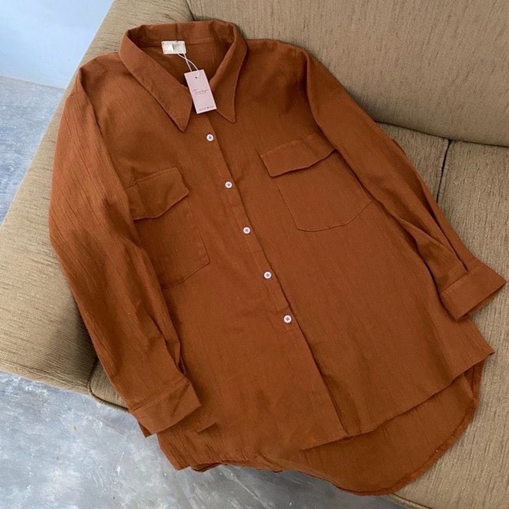 LUCKY - RENATA TOP / KEMEJA CRINKLE KANTONG / BLOUSE JUMBO ATASAN WANITA