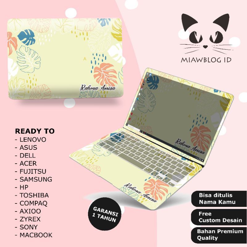Garskin Laptop Custom Full Body Tema Monstera