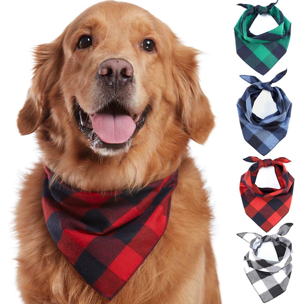 Bandana Anjing Besar Pet Scarf Pet Bandana Untuk Anjing Cotton Plaid WashableBow