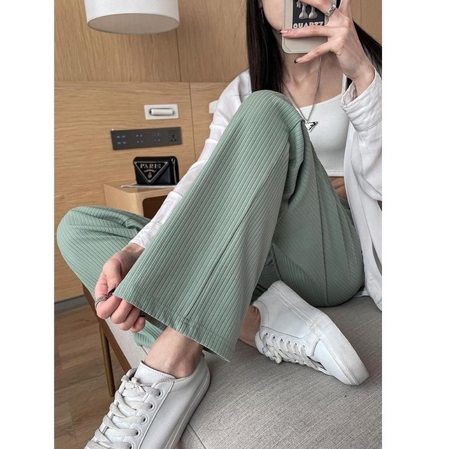 [littlecrab] Celana Panjang Kulot Karet With Label ZHJXBIAO Is The Ultimate Sophistication Loose Cullote Pants Highwaist Celana Karet Stripe Formal Kasual Simple Polos Elegan Berkualitas Premium Quality Korean Style