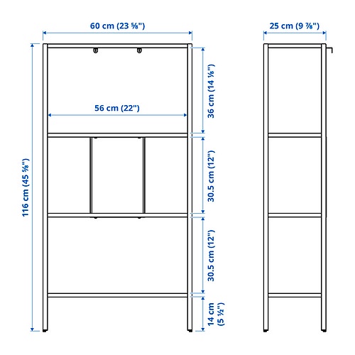 BGGEBO Unit rak, logam putih, 60x25x116 cm