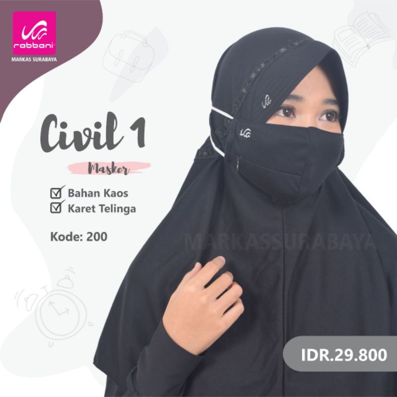 MASKER KAOS RABBANI CIVIL 1 (EARLOOP KARET TELINGA)