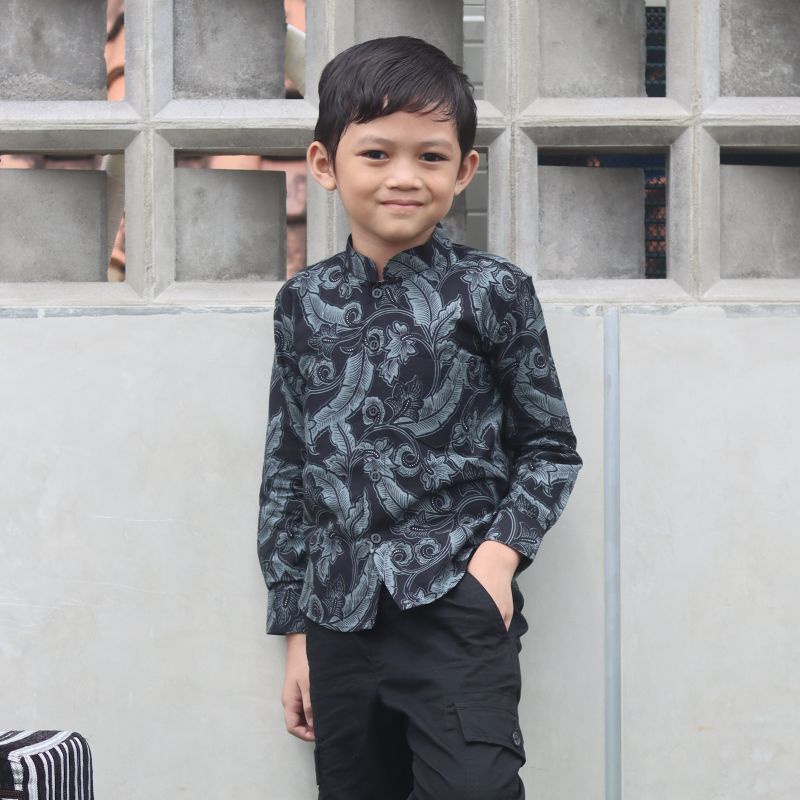 Batik Bule kemeja batik couple batik ayah batik anak batik abu hitam dan batik biru navy batik pria lengan panjang