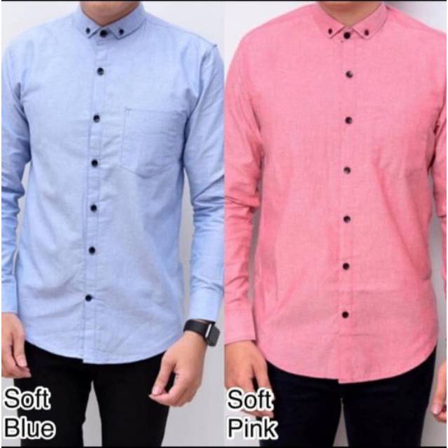 Kemeja Panjang Pria Atasan Kemeja Kasual Kemeja Pria Casual Polos Lengan Panjang Oxford Slimfit