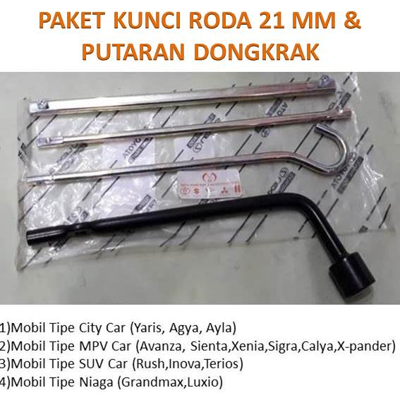 Paket Kunci Roda 21 mm dan Putaran Handle Dongkrak original METEMA