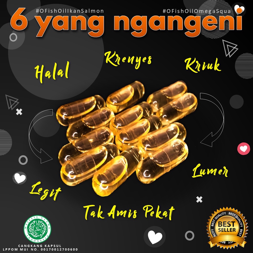 Kapsul Gemuk Penggemuk Badan OFish Oil Minyak Ikan Hiu Nutrisi cocok untuk anak hingga dewasa. Anak makan lahap otak cerdas