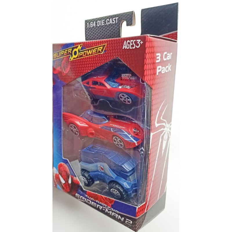 Set 3pcs SuperHero Car Diecast Batmobile &amp; Friends Motif Spiderman Hotwheels model