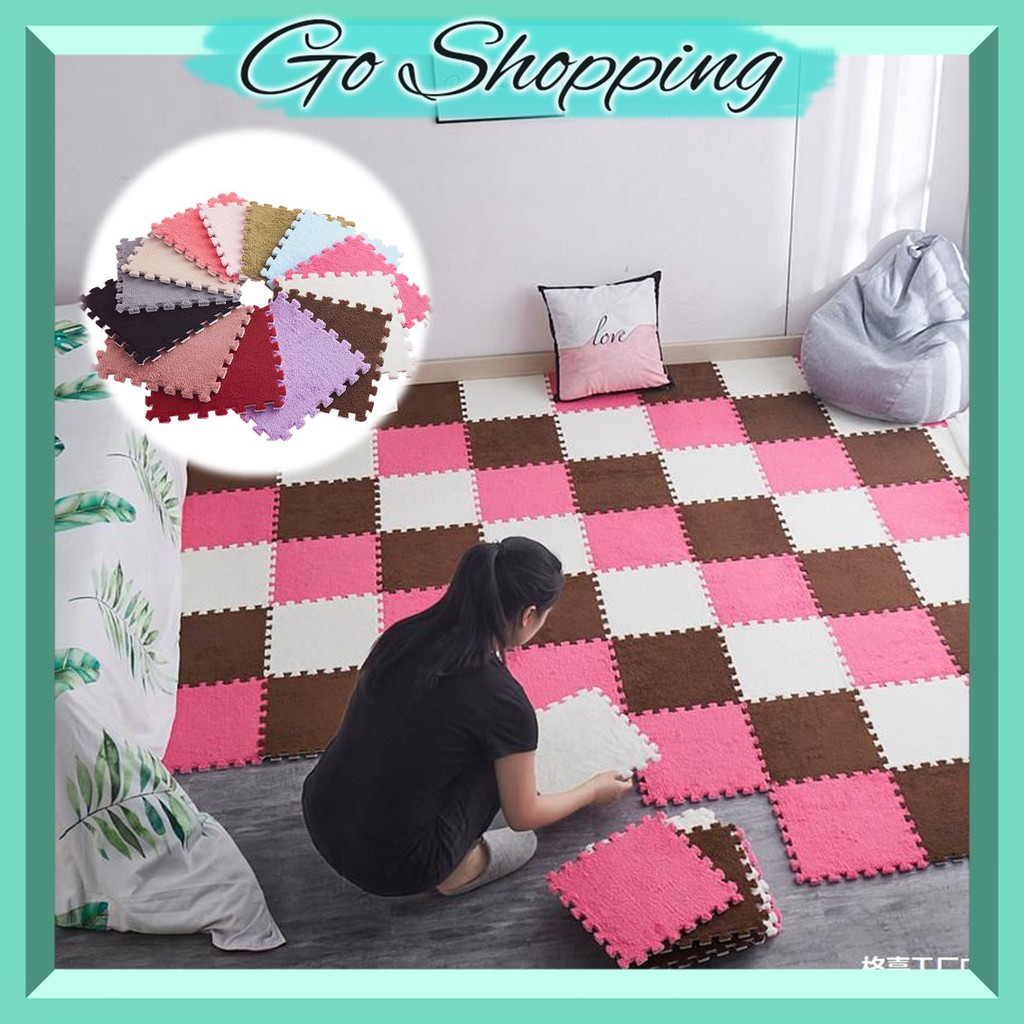 GO! KP368 Karpet Puzzle Bulu Tebal Alas Lantai Keset Puzzle Dekorasi Carpet Polos Foam Halus