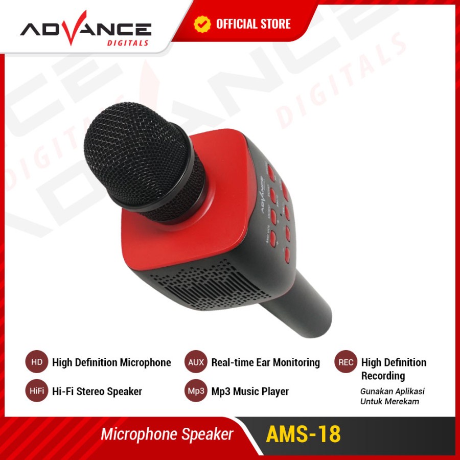 Advance AMS18 Mic Wireless Bluetooth Speaker Karaoke Portable Bass Aktif