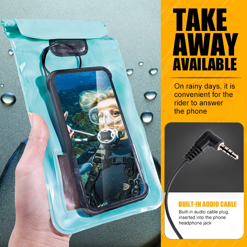 1pc Pouch Cover Handphone Universal Anti Air Transparan Untuk Berenang / Outdoor