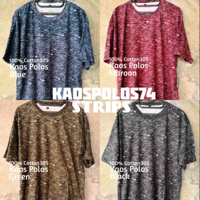 KAOS TSHIRT POLOS O-NECK ROUND-NECK 100% COTTON FULLPRINT PABRIK STRIPS