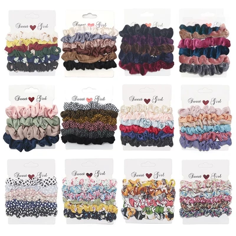 5PCS!!! Ikat Rambut Scrunchie Ikat Rambut Cepol Kunciran ikat Rambut Scrunchie Wanita Fashion Korea Aksesoris Kunciran iket Rambut Scrunchie