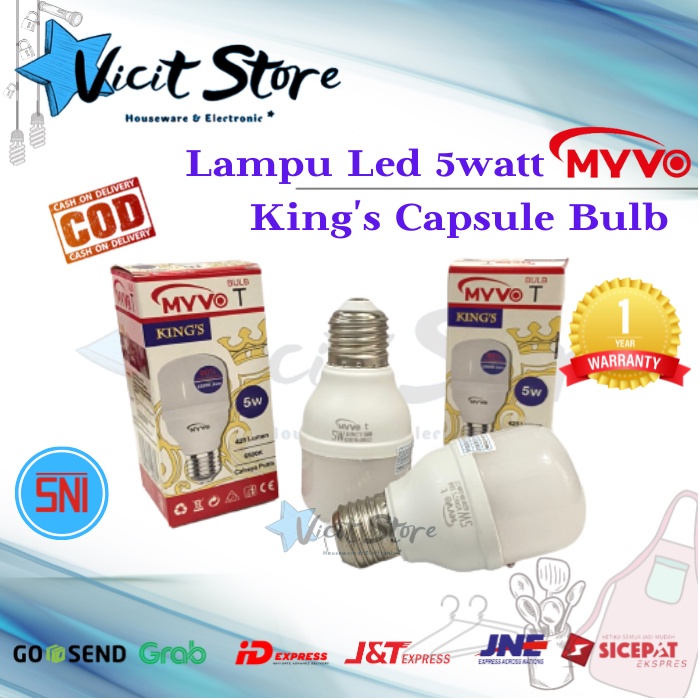 Lampu Led 5watt Myvo King Capsule T Bulb Cahaya Putih Bergaransi