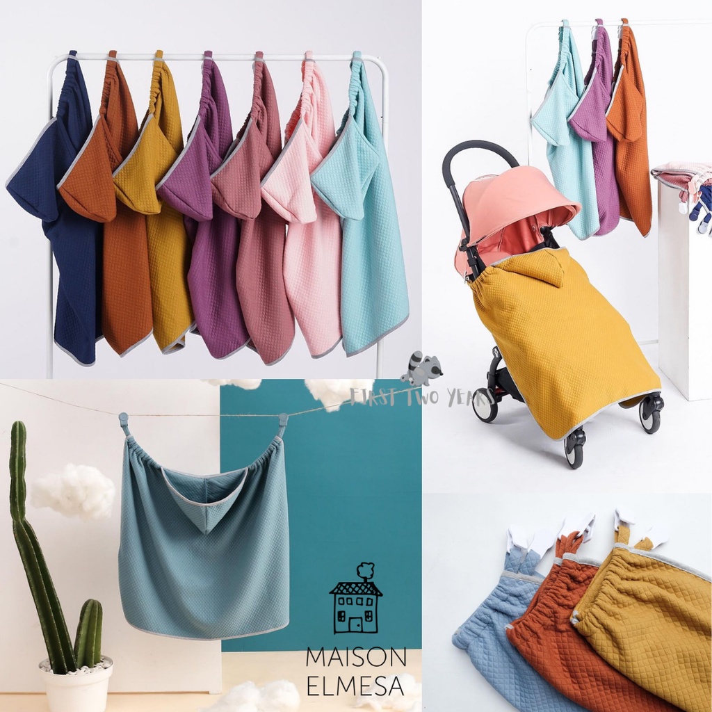 Maison Elmesa On The Go Blanket - OTG Selimut Anak Bayi Travel Hood Topi Baby Stroller Cover