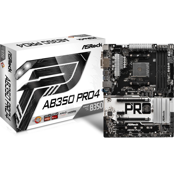 ASRock AB350 Pro 4 (AM4, AMD Promontory B350, DDR4, SATA3)