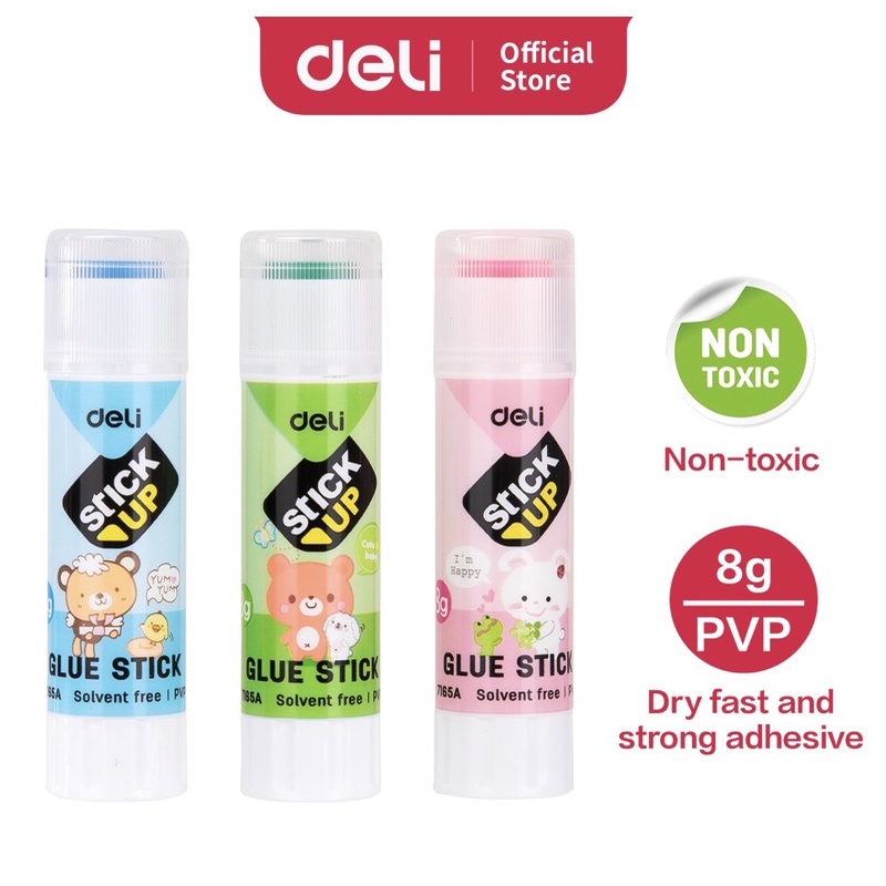 Deli Stik Lem Glue Stik Roll Putar Lem Anak Sekolah tidak Basah Sangat Lengket Motif Kartun Lem Tugas Sekolah