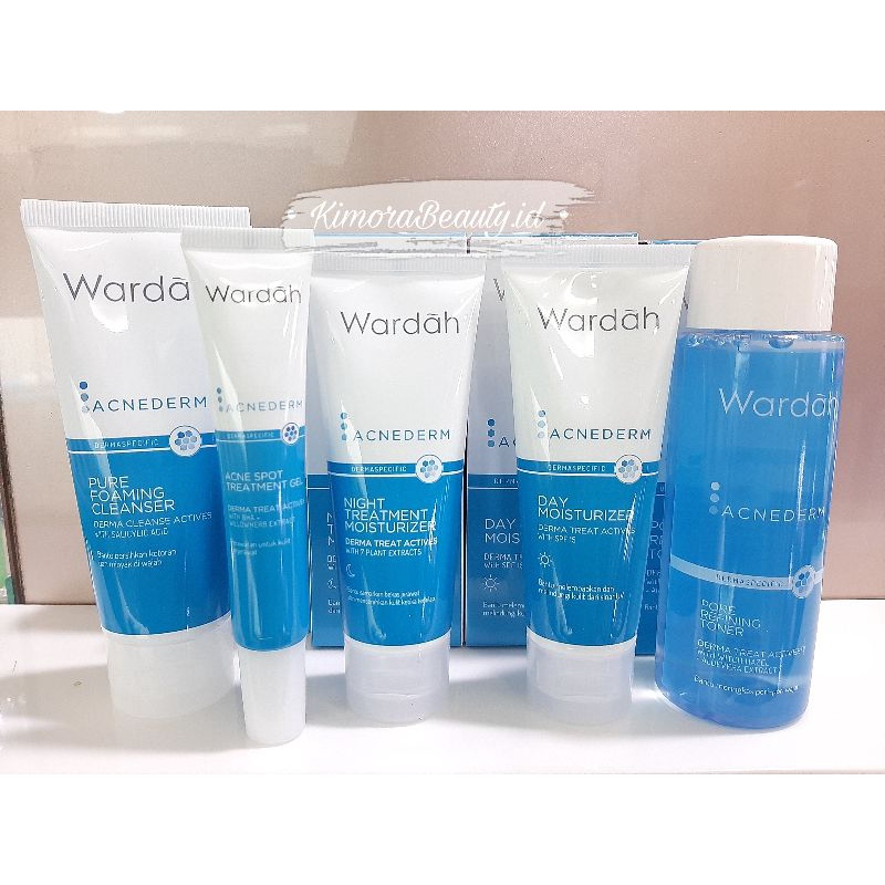 Wardah Acnederm Paket isi 5 (Sabun Wajah, Toner, Obat Jerawat, Day Cream, Night Cream)