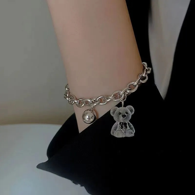 Gelang Multilayer Desain Beruang Transparan Gaya Korea Untuk Wanita