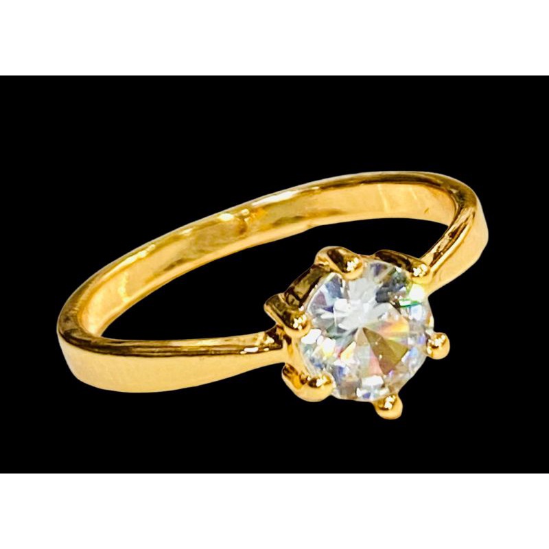 cincin permata satu//cincin perhiasan lapis emas//cincin