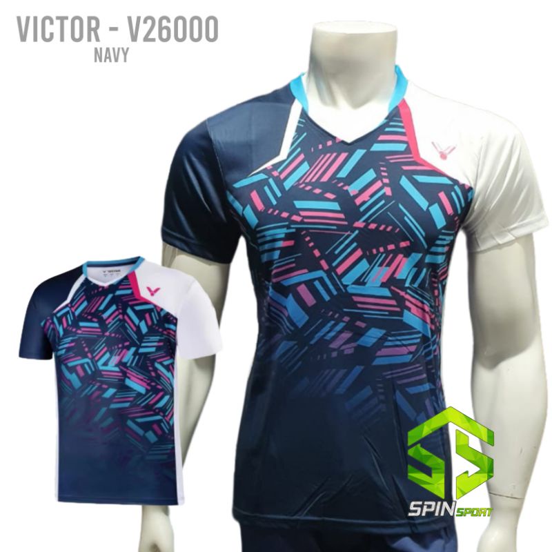 [V26000 Navy] World Championship 2022 Kaos Badminton Victor Import Go Premium Terbaru  Baju Bulutang