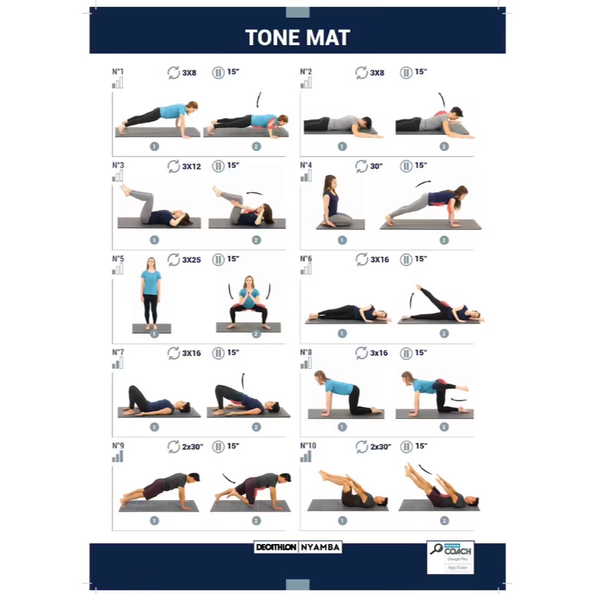 DOMYOS Matras Lantai Olahraga Pilates Dengan Tebal 6,5mm