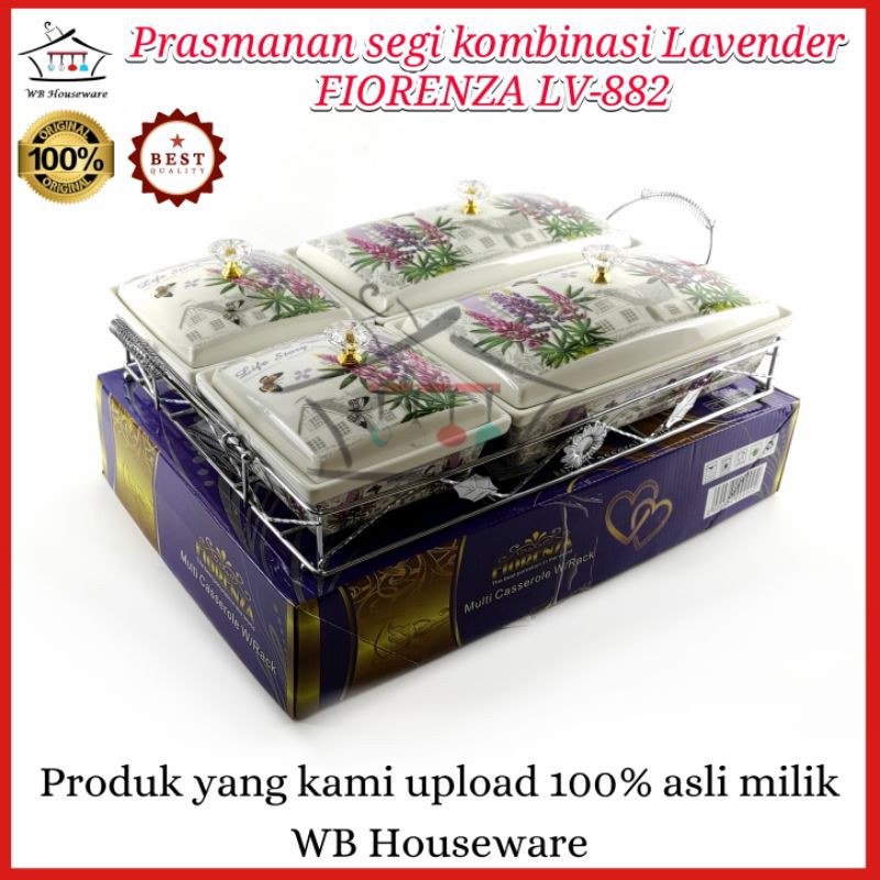 Prasmanan segi basi set keramik tebal motif Lavender FIORENZA LV-882