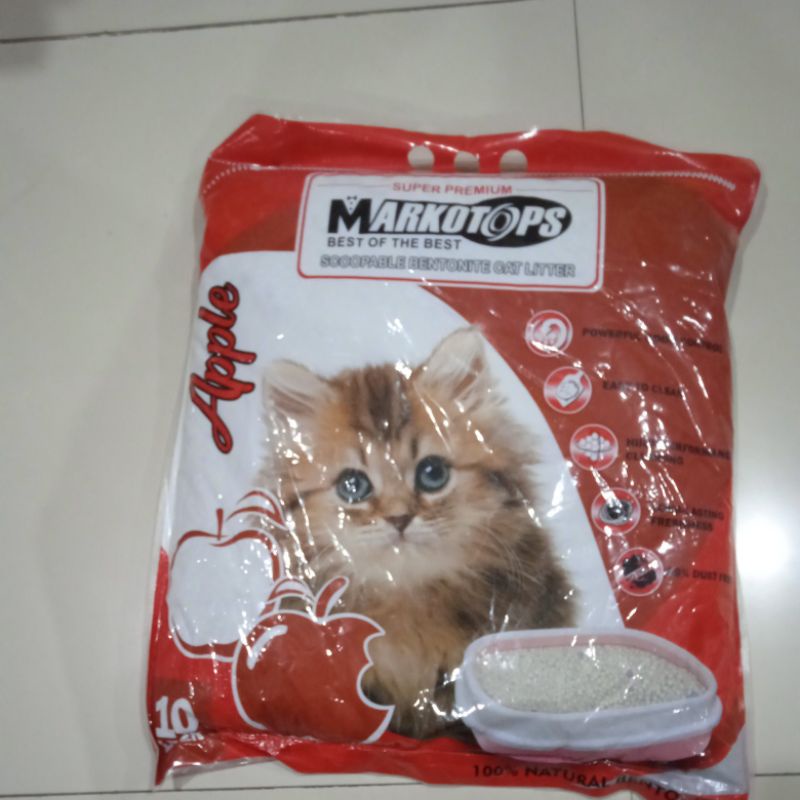 Pasir Kucing Markotops 10ltr Pasir Wangi Gumpal - Apple