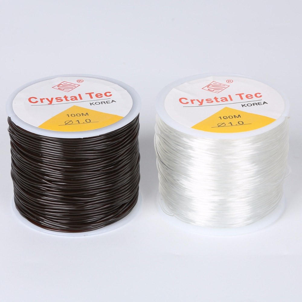 tali benang bening elastis impor crystal tec 0.5mm dan 1.00mm bahan kalung gelang craft