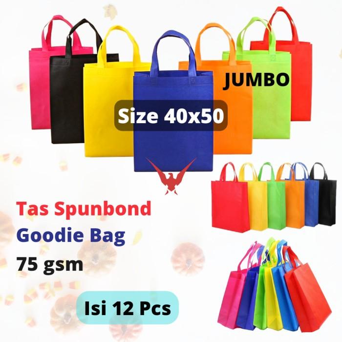 

Goodiebag Tas Spunbond Jumbo Goodie Bag Polos Ukuran 40X50 Cm Isi 12Pcs