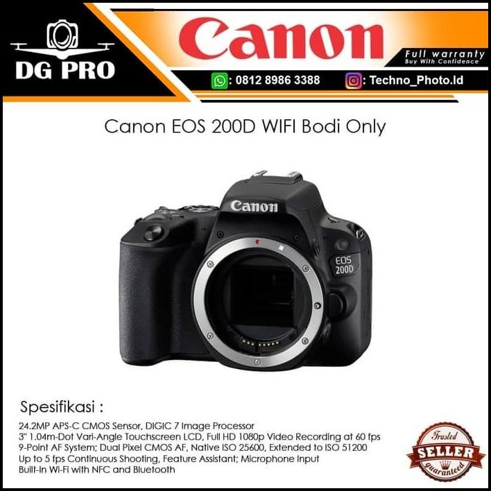 Canon Eos 200D Wifi Bodi Only - Kamera Dslr Canon 200 D Body - Bo