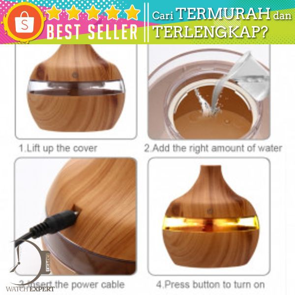 Taffware Ultrasonic Humidifier Aroma Essential Oil Diffuser 300ml - Humi KJR-J003 - Wooden