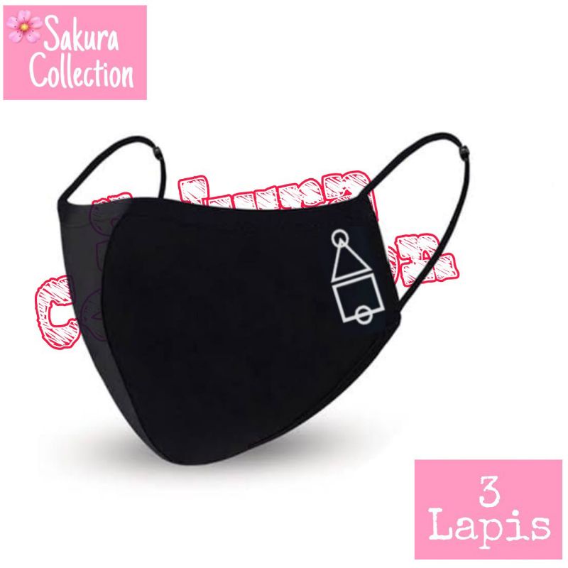 Masker Kain 3 ply Squidgame Korea - Scuba Anak Dewasa Earloop Headloop