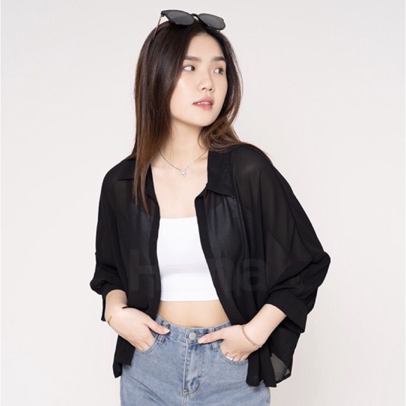 Basic Cardigan Polos Batwing Outer Oversize Halus Adem Sifon