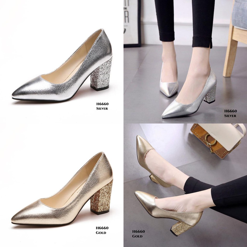 PRF RESTOCK Sepatu High Heels Shallow Glitters H6660