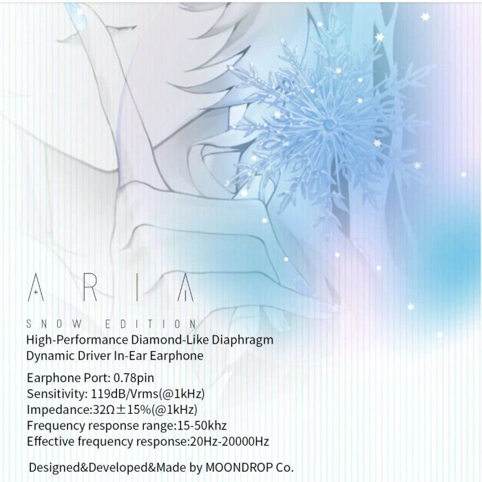 Moondrop Earphone IEM Aria Snow Edition Diamond Like Carbon Driver - Garansi Resmi 1 Tahun CASEI