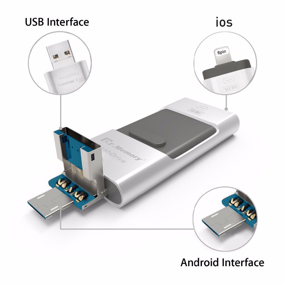 [Ready Stock]3 in 1 Memory Stick Flash Drive USB i-Flash OTG Metal untuk Android / iPhone / iPad / PC