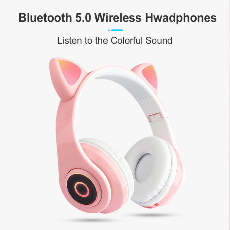 RLoop Bluetooth Headset Headphone Telinga Kucing Extra Cantik Led menyala Cute Cat Ear - CXTB39 NEW Cute Cat Ear Wireless Headphones Bluetooth Earphones Headphone Gaming Headsets For PC Xiaomi Huawei Fone De Ouvido