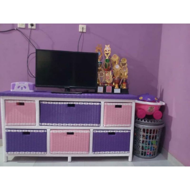 Meja Rotan Sintetis 6 Laci