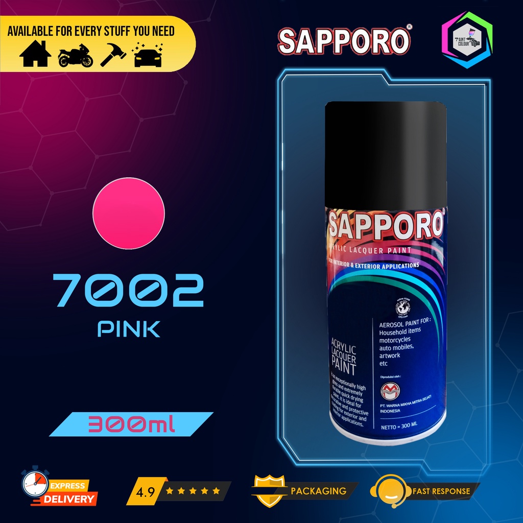 Cat Semprot SAPPORO Paint - 7002 Pink Helm/Motor/Gundam/Body