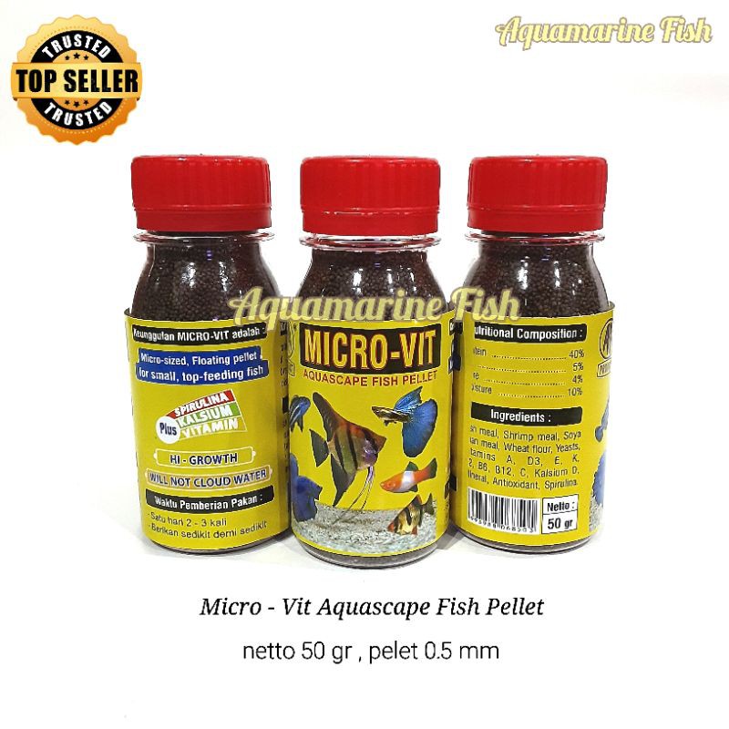 Akari AA Micro Vit Pelet Ikan Kecil Cupang Guppy Tetra Neon Aquascape 50gr 0.5mm 50 gr 0.5 mm Aquama