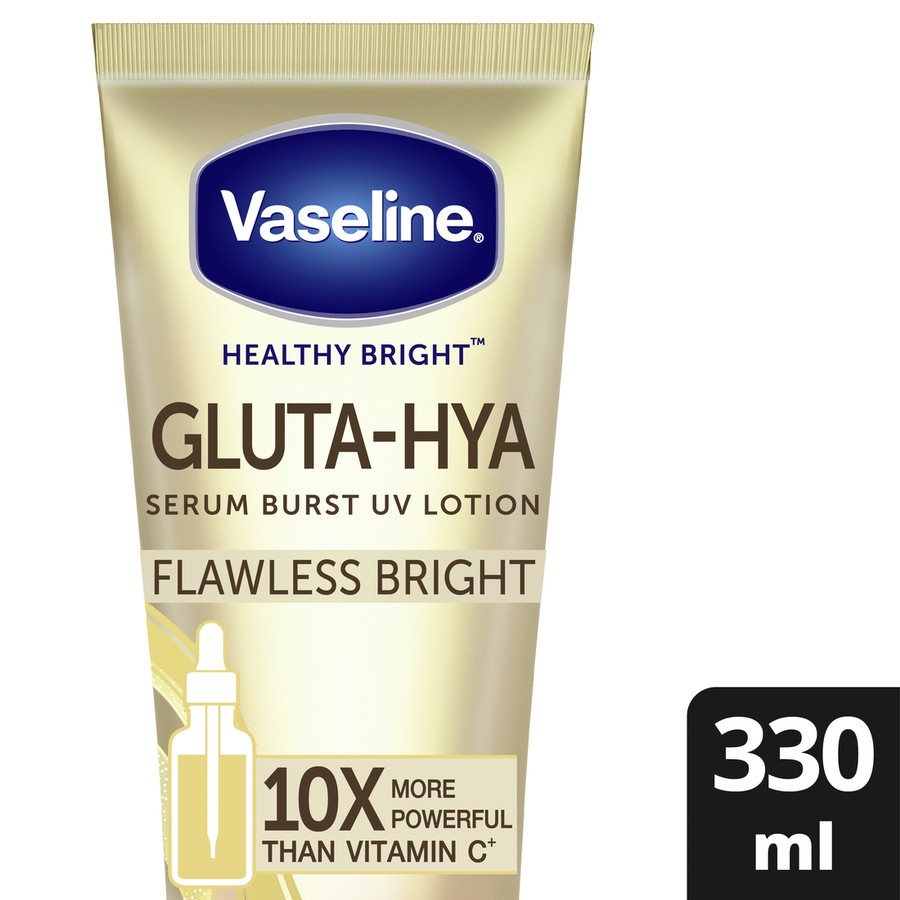 Vaseline Healthy Bright Gluta-Hya Dewy Radiance Flawless Bright Overnight Radiance Repair 200 mL Whitening Body Lotion Brightening Pelembab Pelembut Pencerah Badan Vaseline Gluta Hya 330ml Glutation Hyaluron Niacinamide 330 ml Serum UV A UV B PA++ Vit C