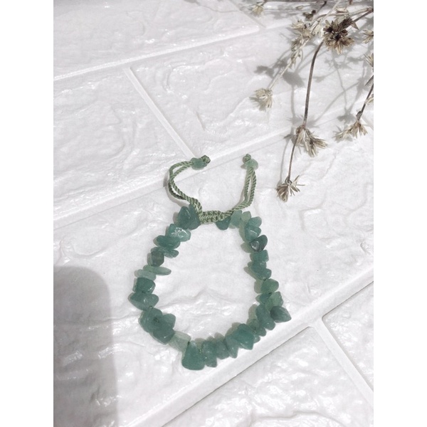 Gelang tali Etnik / Gelang Batu Kerikil Asli /Gelang batu chip / Gelang batu vintage/ Gelag abstrak / Gelang batu pecah/gelang murah-Green Jade (ge)