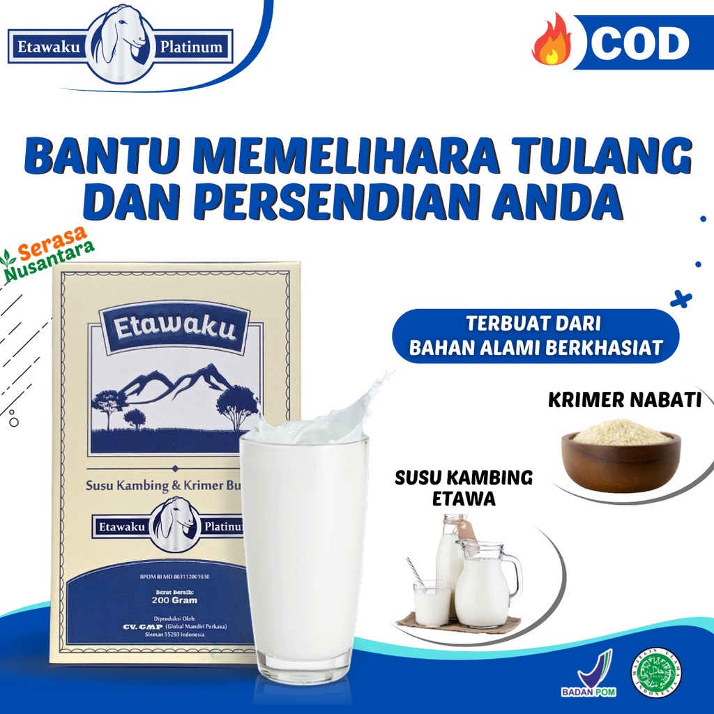 

Etawaku Platinum 200gram - Susu Kambing Etawa Original Plus Krimer Nabati Atasi Masalah Sendi & Nafas