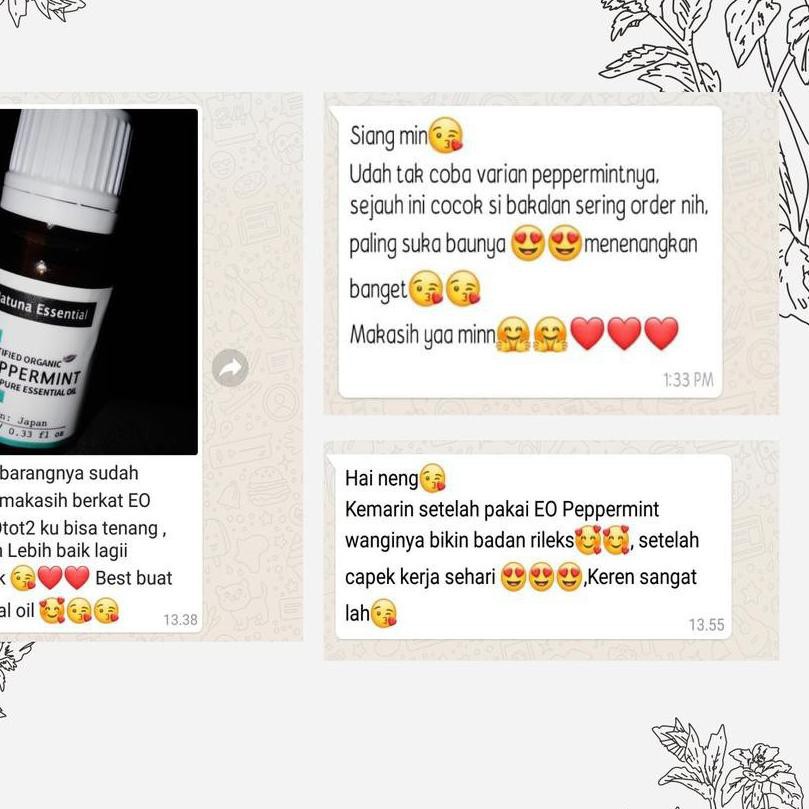 ➺ Natuna Peppermint Essential Oil Minyak Essensial Atsiri Aroma Terapi EO Diffuser Difuser Humidifie