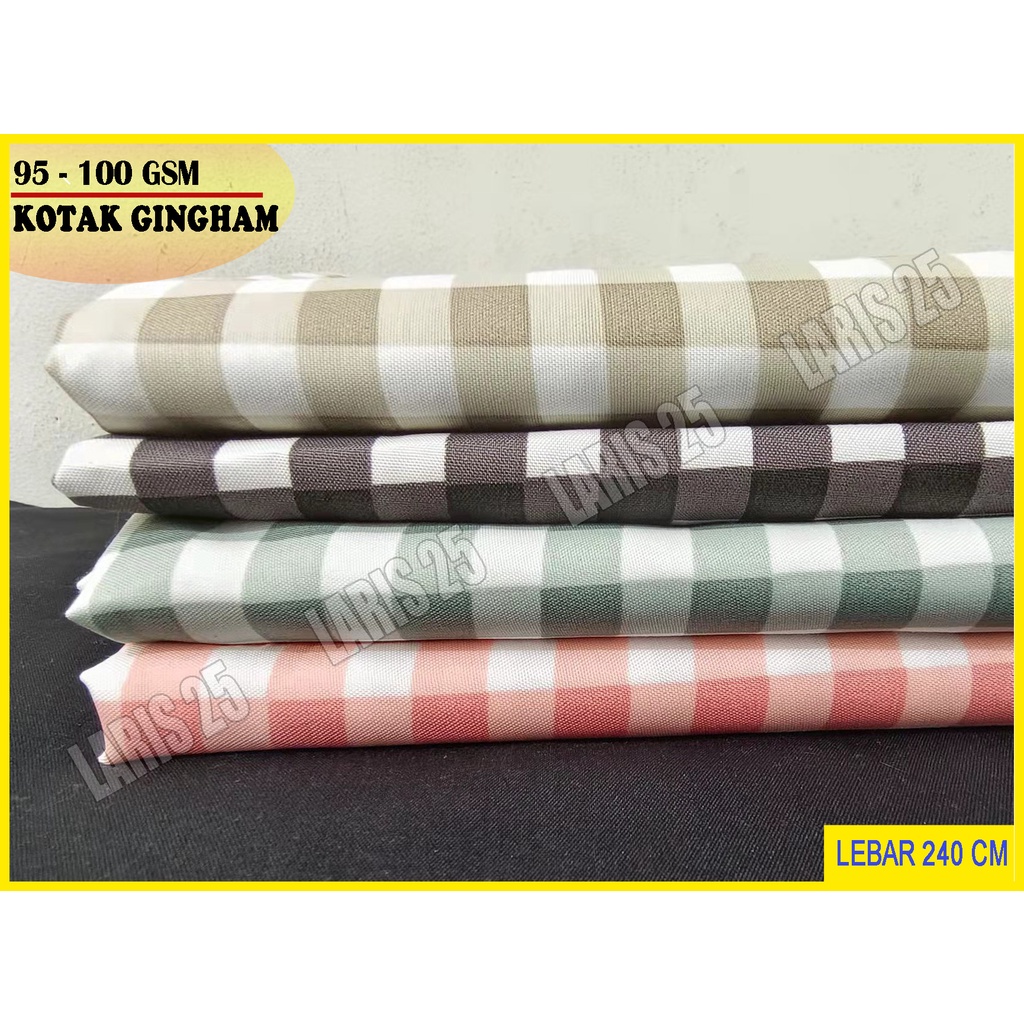 TERMURAH KOTAK GINGHAM 1 CM BAHAN KAIN TERLARIS KATUN MIKROTEX MOTIF UTK SPREI GORDEN KOTAK EMILY KECIL 1 CM PER 0,5M DAN 1M