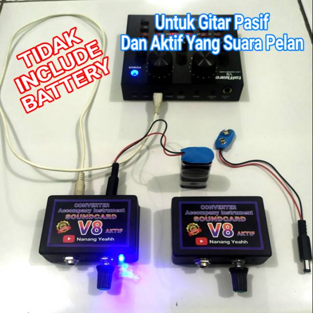 CONVERTER SOUNDCARD V8 AKTIF UNTUK GITAR PASIF AKTIF YANG SUARA PELAN