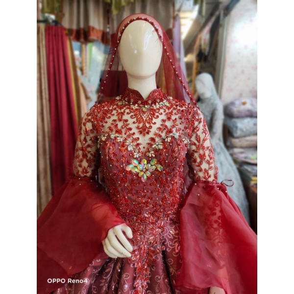 CAUPLE  GAUN PENGANTIN  TRIDI/GAUN SLIM BEREKOR MEWAH MODERN/BAJU PENGANTIN/BALL GAUN