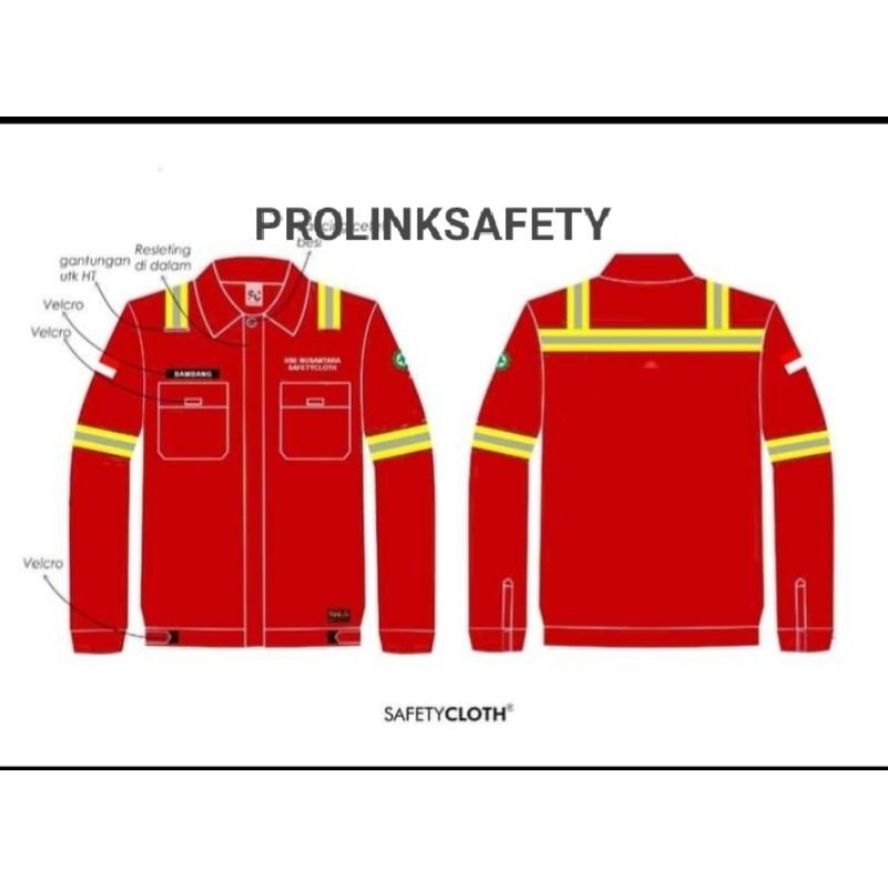 SERAGAM SAFETY MERAH HSE ATASAN WEARPACK